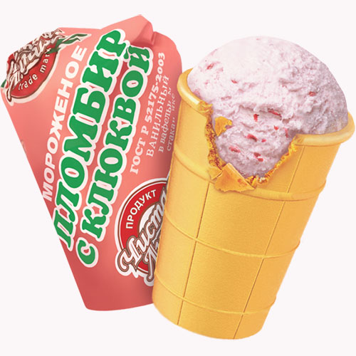 ЧИСТАЯ ЛИНИЯ Пломбир с клюквой вафельный стаканчик 80г