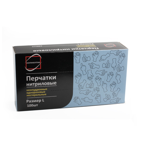 Перчатки нитриловые Континент размер L 100шт