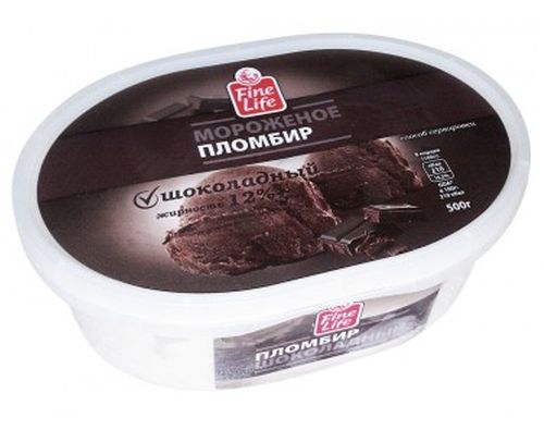 FINE LIFE Пломбир Шоколадный 500г 