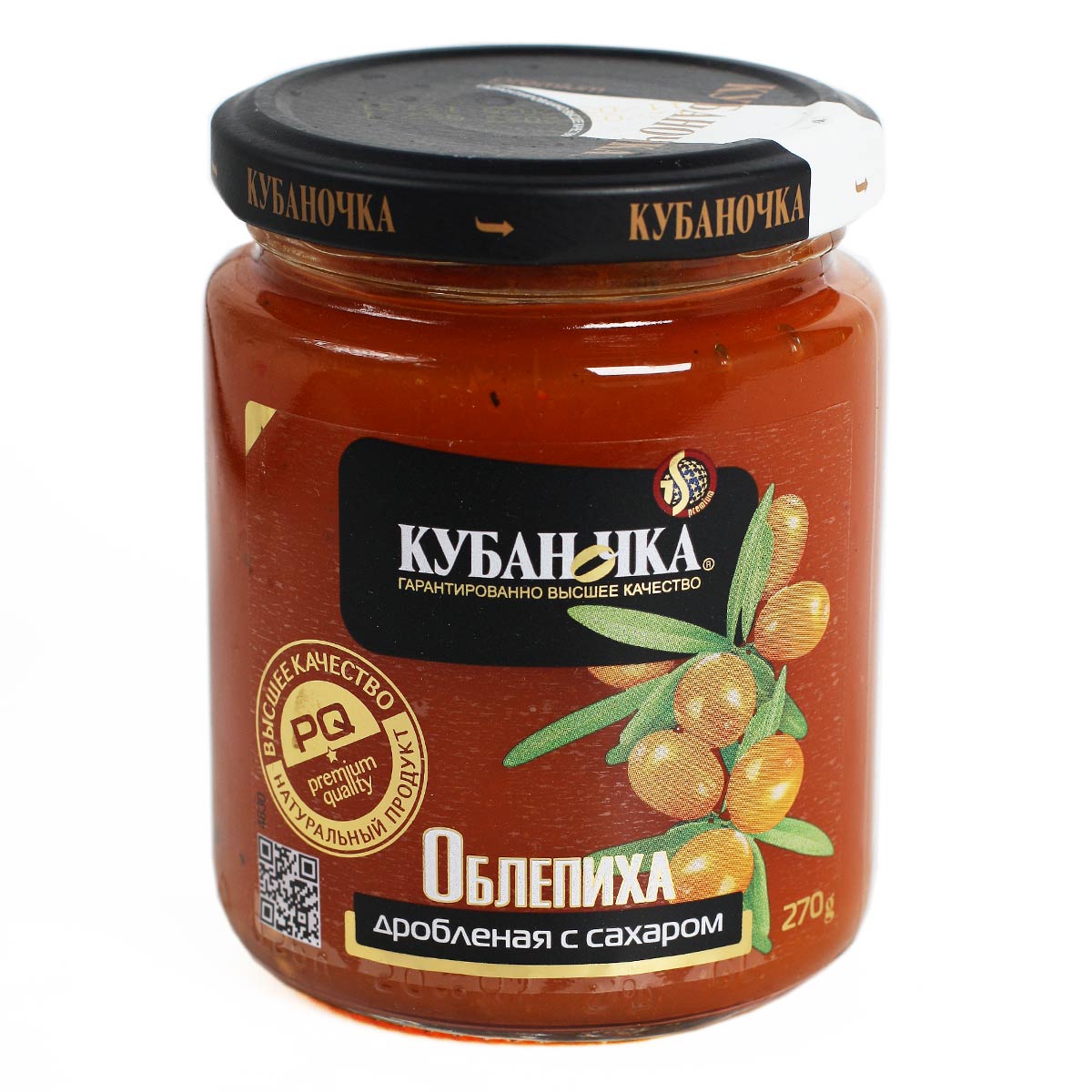 Кубаночка Облепиха дроблёная с сахаром 270г Кубаночка Облепиха дроблёная с сахаром 270г