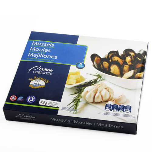 Мидии в сливочно чесночном соусе целые в раковине 500г