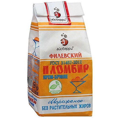 АЙСБЕРРИ мороженое Пломбир Филевский крем-брюле 450г