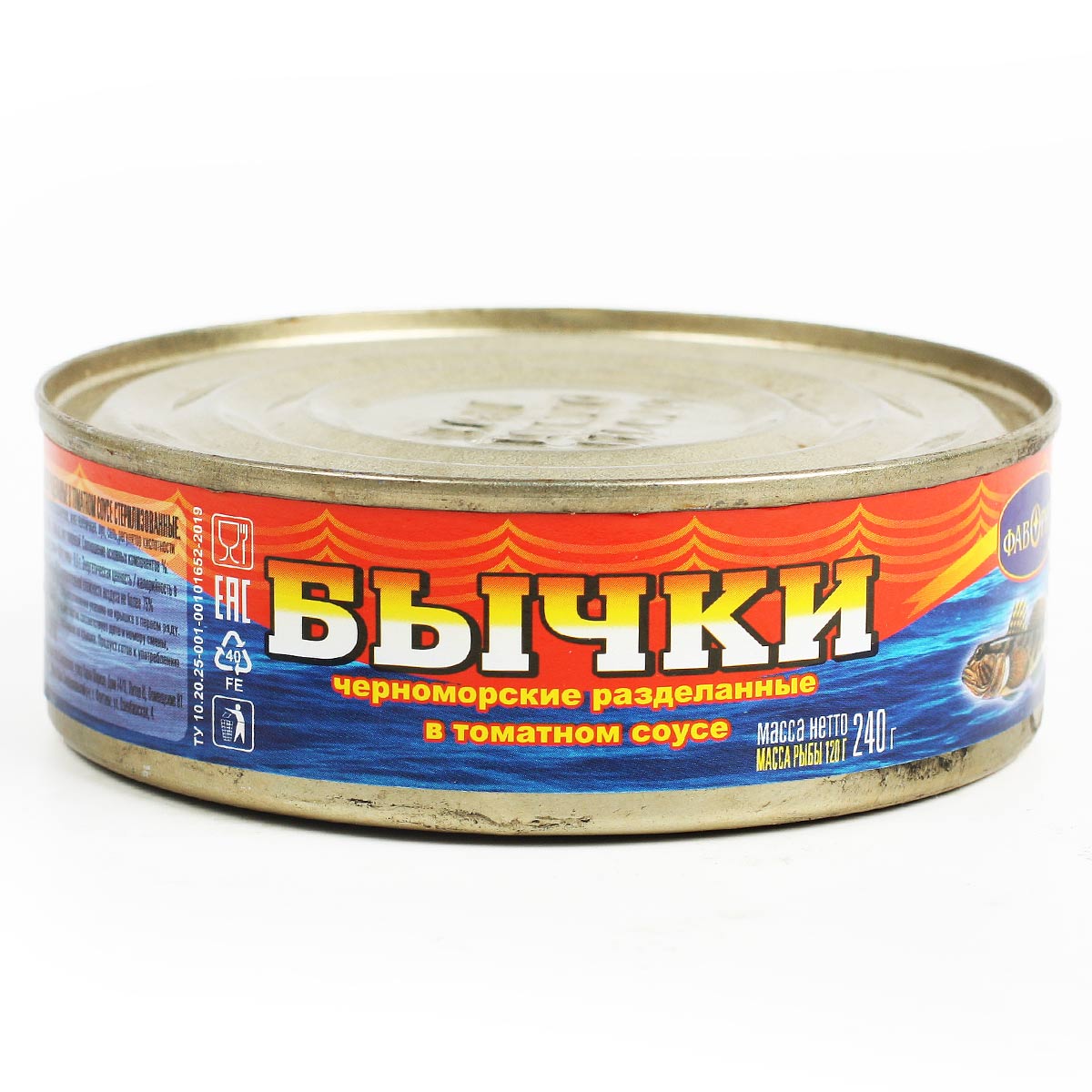 Бычки обжаренные черноморские в томатном соусе Фаворит 240г