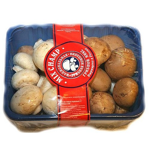Ассорти из шампиньонов коричневых и белых свежих 500г