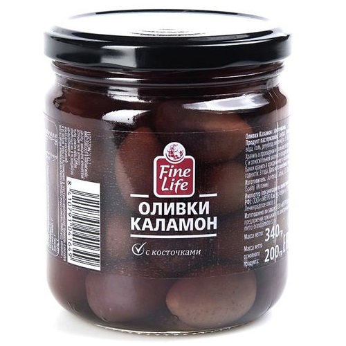 FINE LIFE оливки КАЛАМОН с косточками 340г FINE LIFE оливки КАЛАМОН с косточками 340г