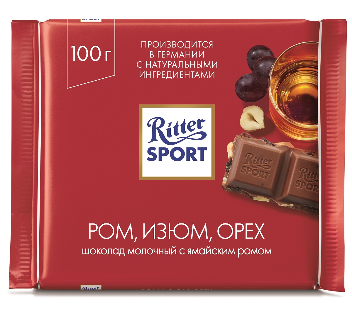 Риттер Спорт шоколад с ямайским ромом изюмом и орехом 100г Риттер Спорт шоколад с ямайским ромом изюмом и орехом 100г