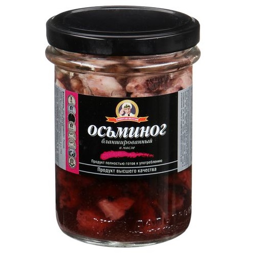 Осьминог бланшированный в масле Капитан Вкусов 210г Осьминог бланшированный в масле Капитан Вкусов 210г