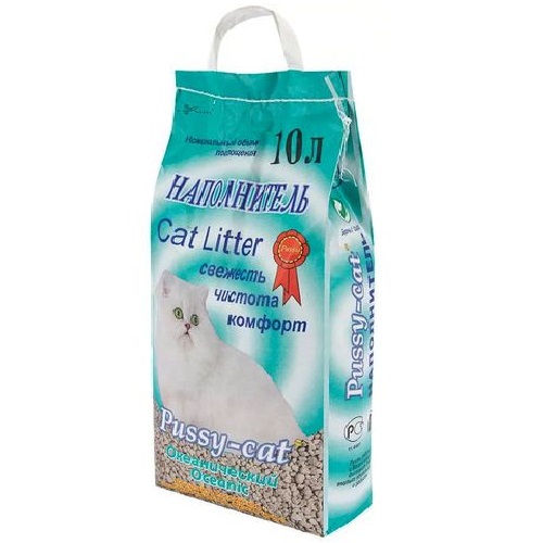 Pussy cat впитывающий Океанический наполнитель 10л 