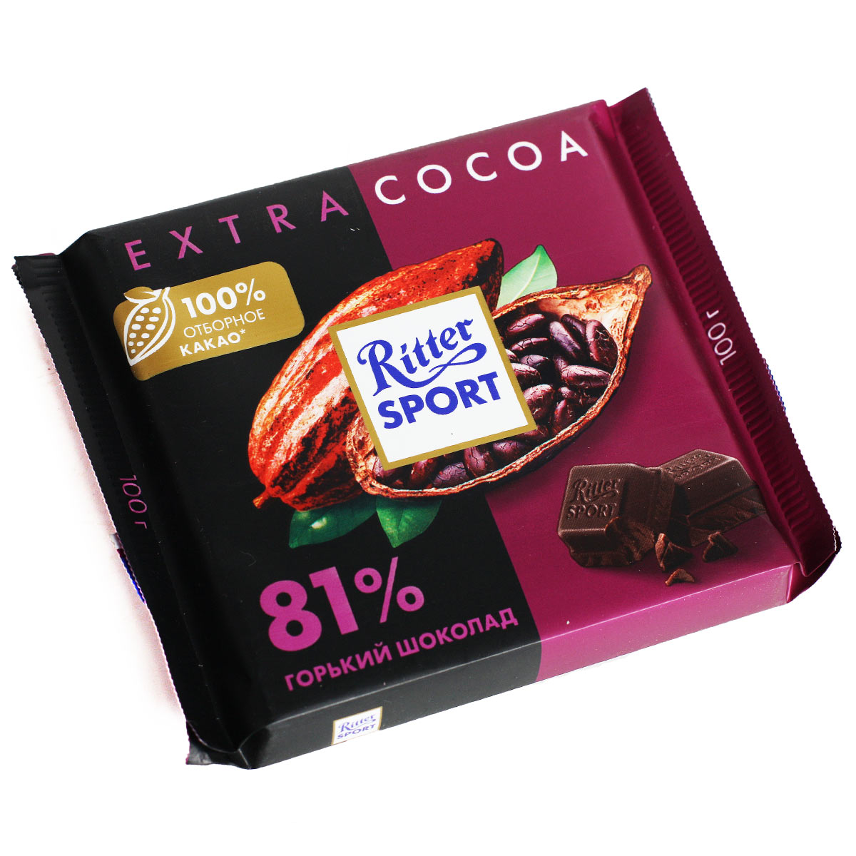 Риттер Спорт шоколад Extra Cocoa 81% какао 100г Риттер Спорт шоколад Extra Cocoa 81% какао 100г