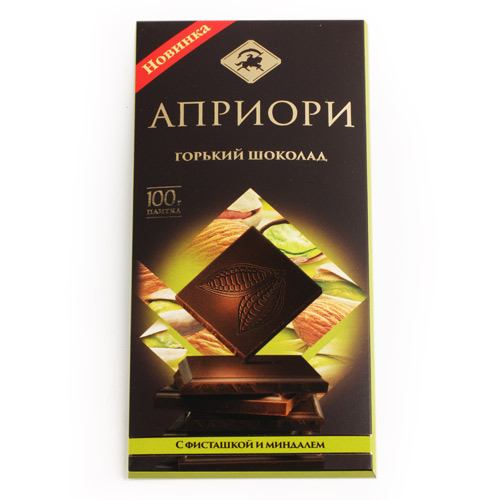 АПРИОРИ шоколад горький с фисташкой  и миндалем 75% 100г