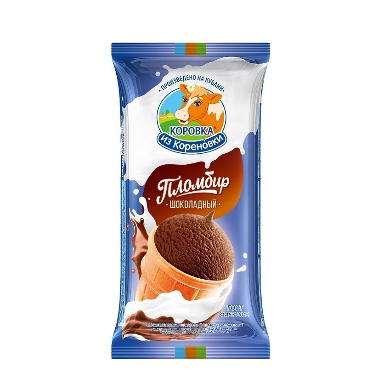 КОРОВКА ИЗ КОРЕНОВКИ мороженое Пломбир шоколадный в стаканчике 100г КОРОВКА ИЗ КОРЕНОВКИ мороженое Пломбир шоколадный в стаканчике 100г