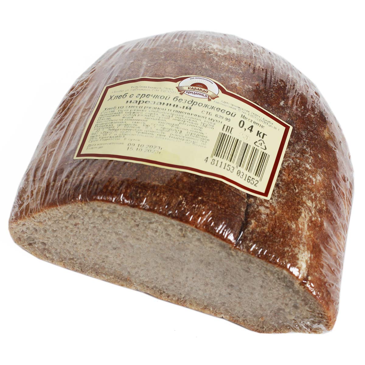 Хлеб с гречкой бездрожжевой нарезка 400г ОАО Витебскхлебпром