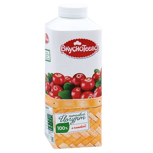 ВКУСНОТЕЕВО йогурт питьевой с клюквой 1.5% 750г 