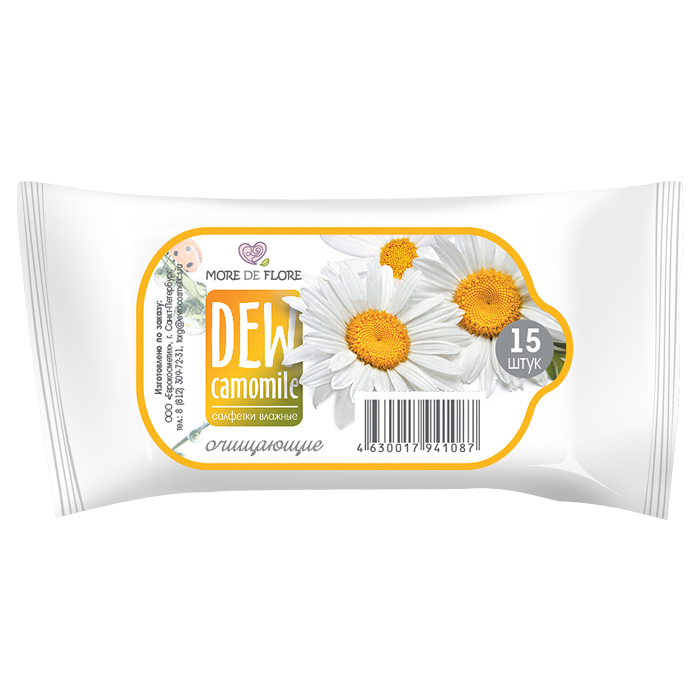 MORE DE FLORE влажные салфетки очищающие Ромашка 15шт