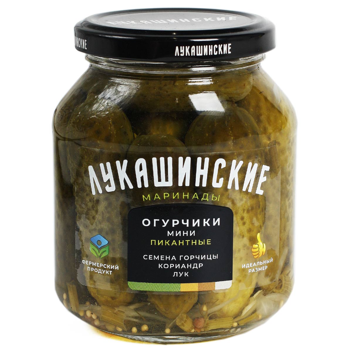 Лукашинские огурчики мини пикантные маринованные 340мл Лукашинские огурчики мини пикантные маринованные 340мл