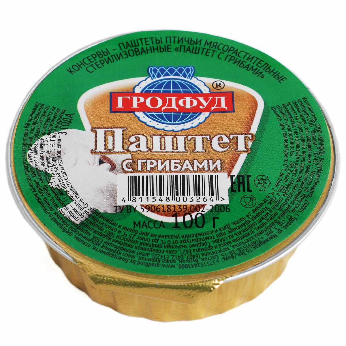 Паштет с грибами 100г ГРОДФУД 
