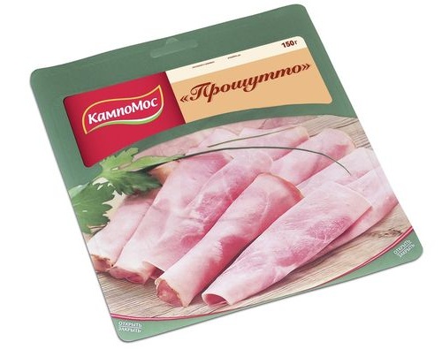 КАМПОМОС Прошутто варено-копченая нарезка 150г КАМПОМОС Прошутто варено-копченая нарезка 150г
