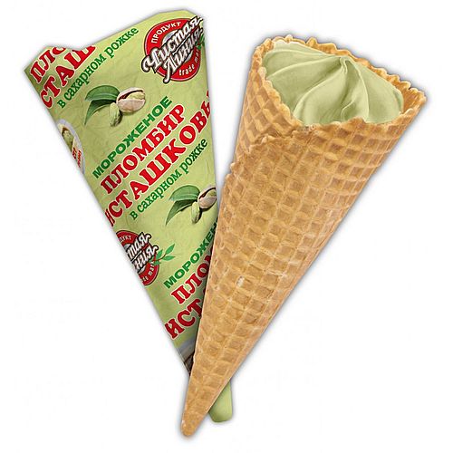 ЧИСТАЯ ЛИНИЯ Рожок сахарный Пломбир фисташковый 110г