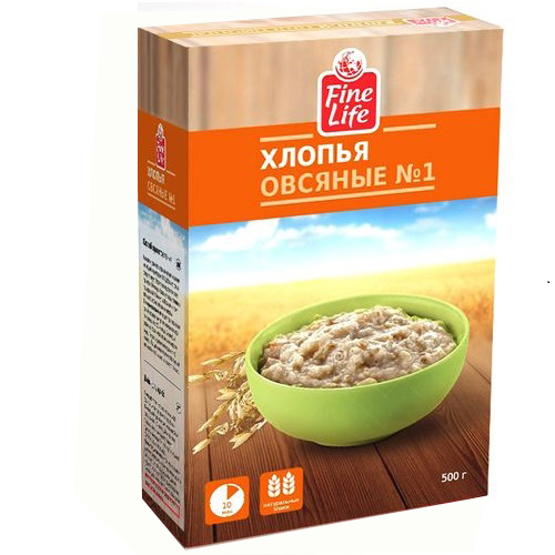 Fine Life хлопья овсяные №1 500г Fine Life хлопья овсяные №1 500г
