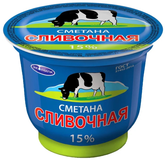 ЭКОМИЛК Сметана Сливочная 15% 200г ЭКОМИЛК Сметана Сливочная 15% 200г