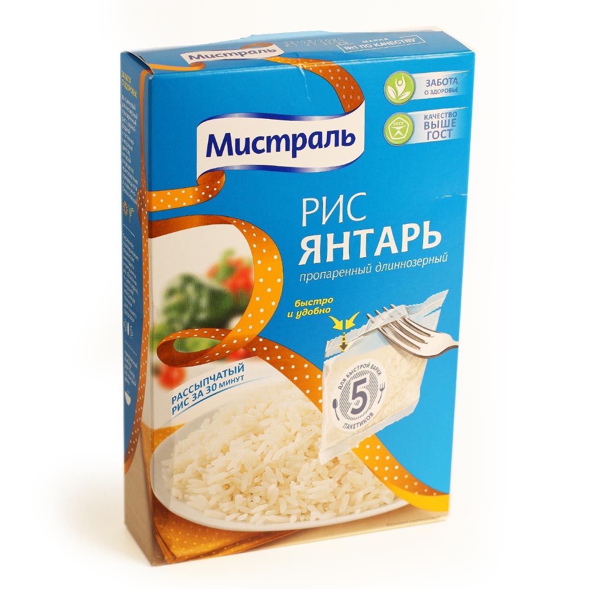 Мистраль рис Янтарь в пакетиках пропаренный длиннозерный 5 X80г Мистраль рис Янтарь в пакетиках пропаренный длиннозерный 5 X80г