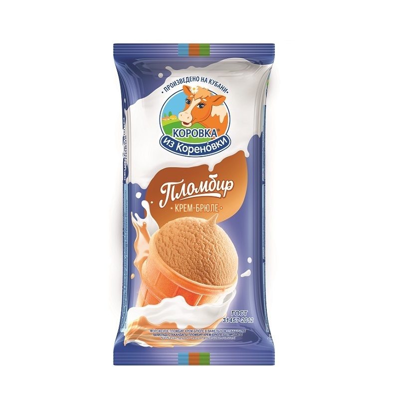 КОРОВКА ИЗ КОРЕНОВКИ мороженое Крем-брюле в стаканчике 100г КОРОВКА ИЗ КОРЕНОВКИ мороженое Крем-брюле в стаканчике 100г