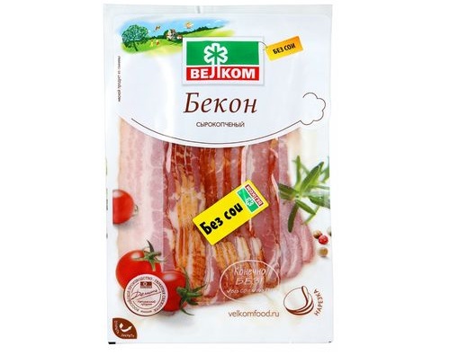 ВЕЛКОМ Бекон сырокопченый нарезка 200г ВЕЛКОМ Бекон сырокопченый нарезка 200г