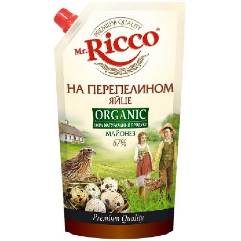 MR.RICCO майонез Мистер Рикко Organic на перепелином яйце 67% 400мл MR.RICCO майонез Мистер Рикко Organic на перепелином яйце 67% 400мл