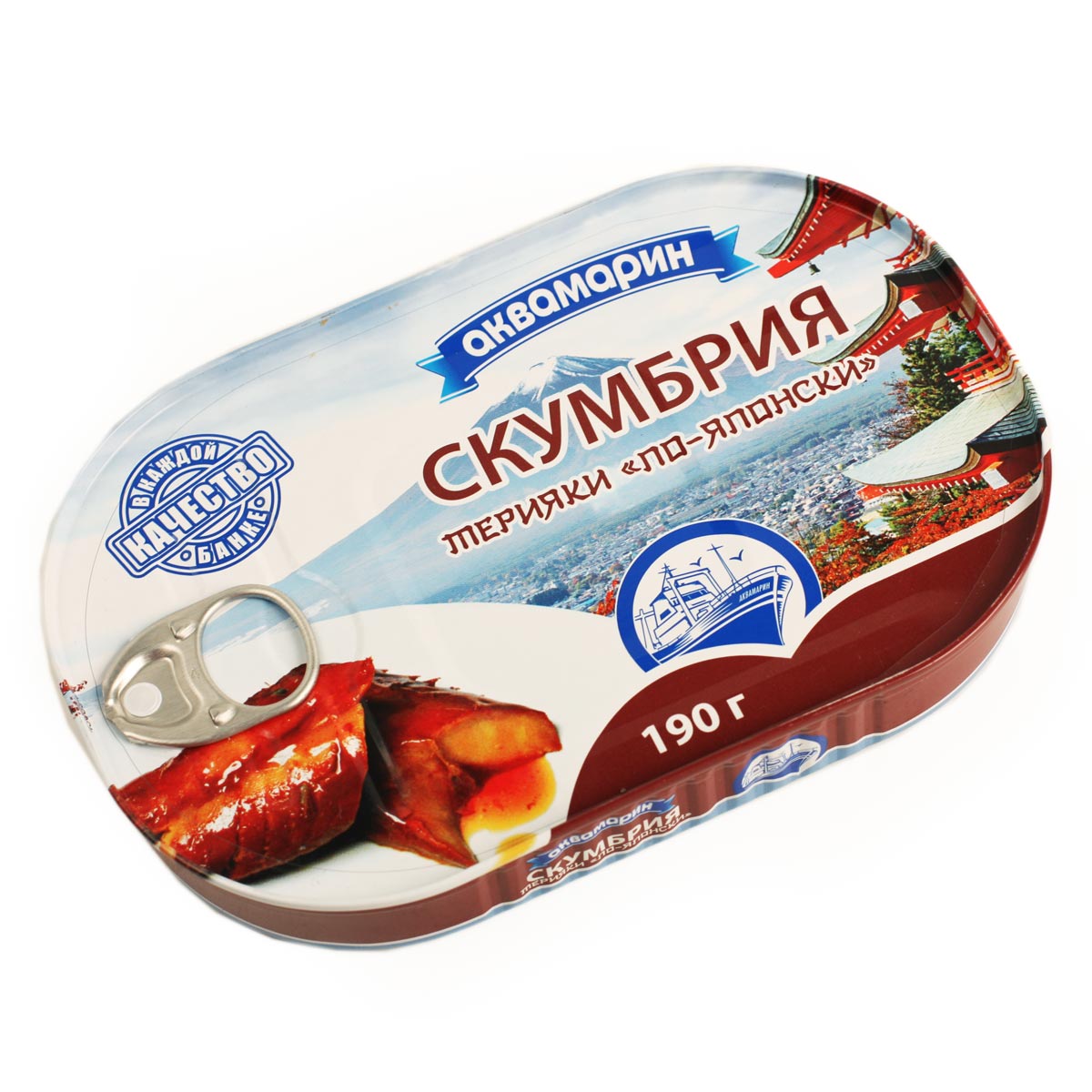 Скумбрия терияки по-японски банка 190г с ключом, Аквамарин