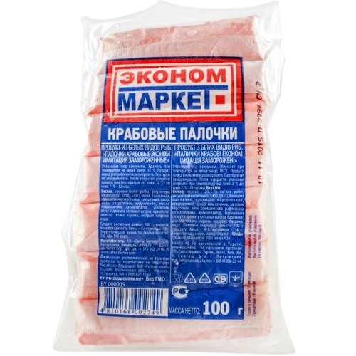 Крабовые палочки ЭКОНОМ 100г Крабовые палочки ЭКОНОМ 100г