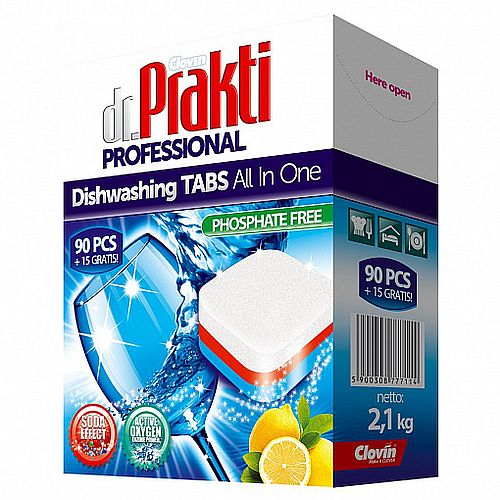 Таблетки для посудомоечных машин Praktik Proff. 90+15шт