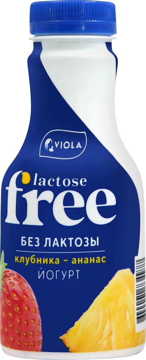 VIOLA FREE йогурт безлактозный питьевой Клубника-Ананас 1.1% 270г