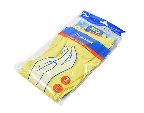 Aro перчатки хозяйственные латексные упаковка 3 пары размер L