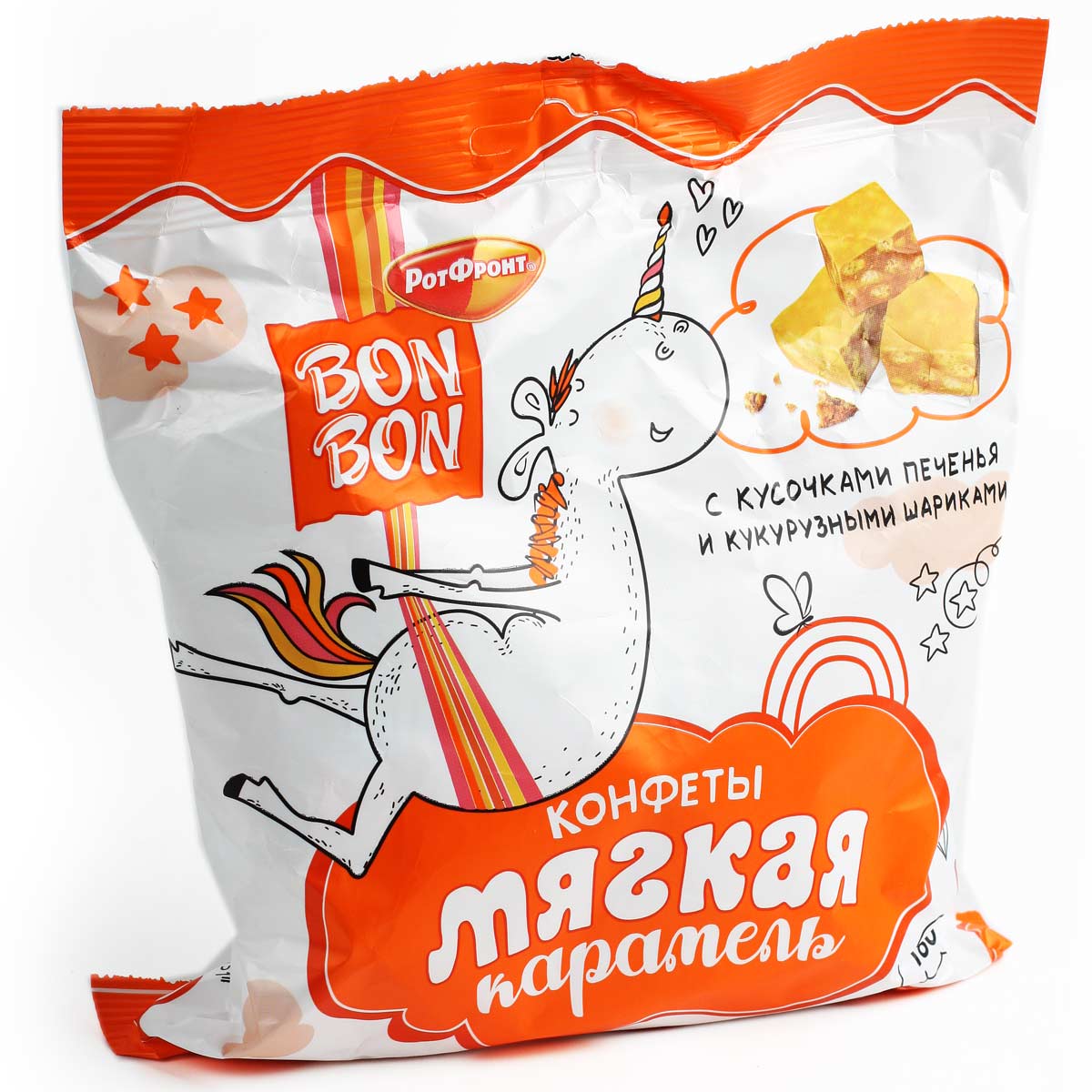 Мягкая карамель Бонбон с кусочками печенья и рисовыми шариками 180г