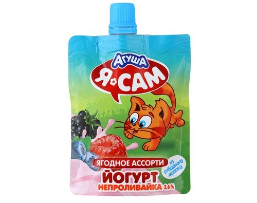 АГУША Я САМ Йогурт непроливайка Ягодное ассорти, 85 г 