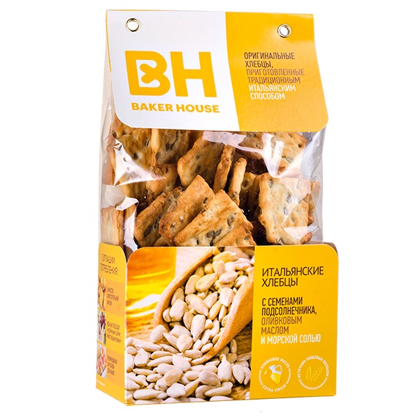 Итальянские хлебцы BAKER HOUSE с семенами подсолнечника 250г