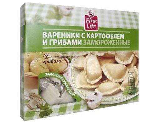 Файн лайф вареники с картофелем и грибами 500г