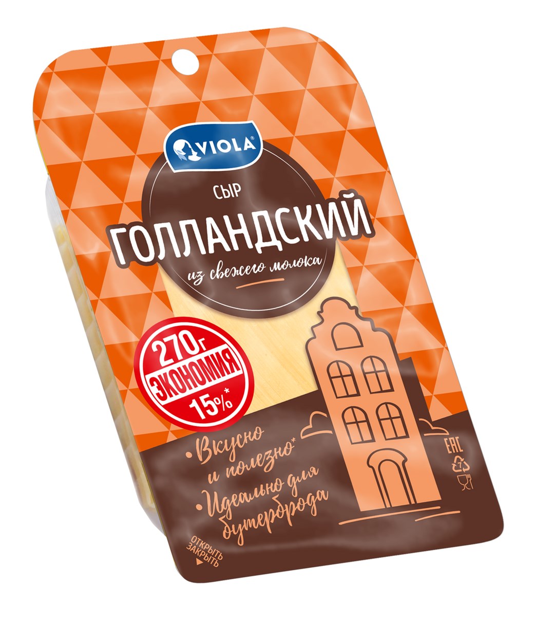 VIOLA сыр Голландский Виола в нарезке 45% 270г VIOLA сыр Голландский Виола в нарезке 45% 270г