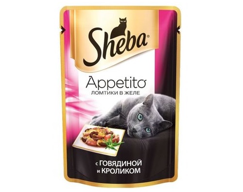 SHEBA Аппетито Говядина/кролик в желе, 85 г