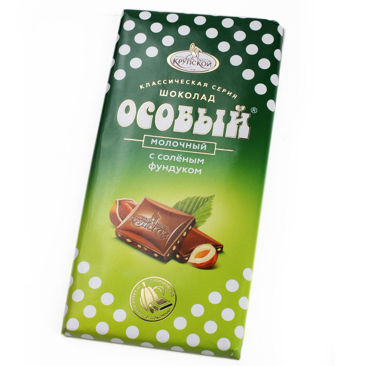 Шоколад Особый молочный с соленым фундуком Фабрика Крупской 90г