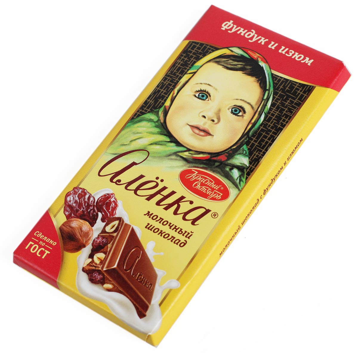 АЛЕНКА шоколад молочный фундук и изюм 100г