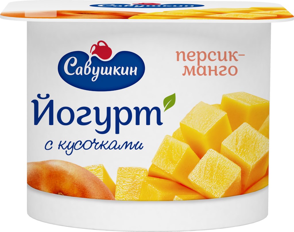 Савушкин йогурт персик-манго с кусочками 2,0% 120г 