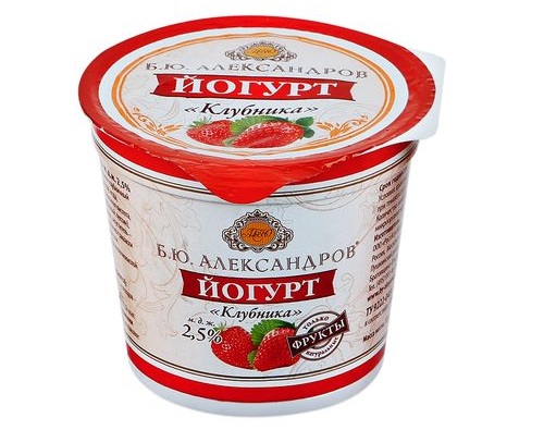 Б.Ю. АЛЕКСАНДРОВ, Йогурт Клубника 2,5%, 125г