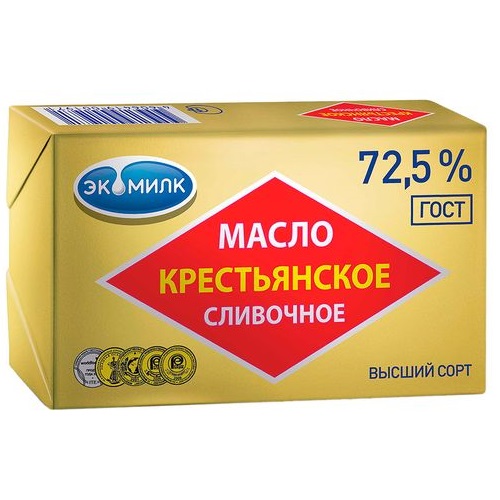 Экомилк масло сливочное Крестьянское 72.5% 180г Экомилк масло сливочное Крестьянское 72.5% 180г