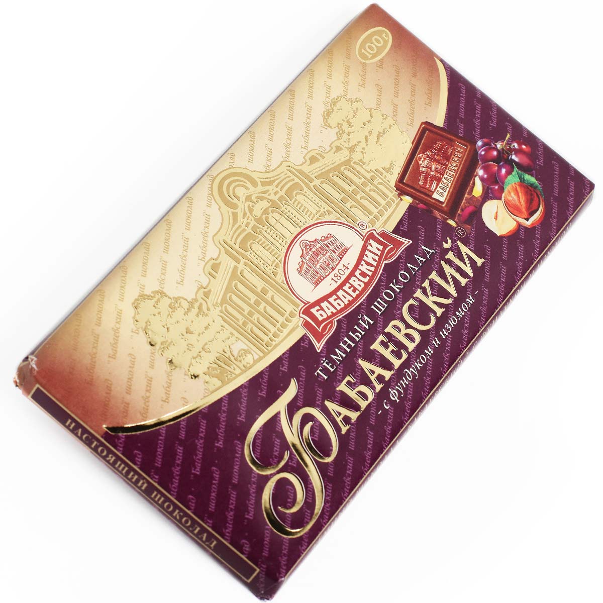 Бабаевский шоколад с фундуком и изюмом 90г