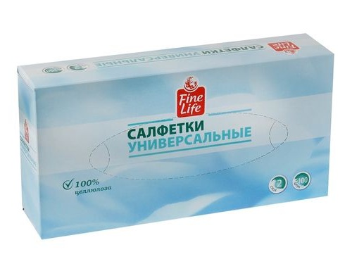 FINE LIFE салфетки универсальные 2 слоя 100шт