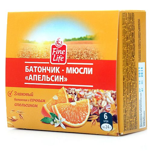 FINE LIFE батончики мюсли с сочным апельсином 24г