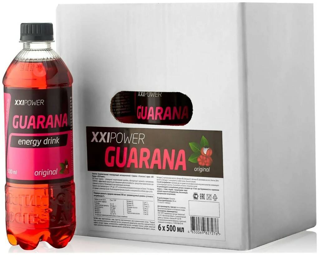 Гуарана напиток тонизирующий 0.5л XXI POWER Original 6шт