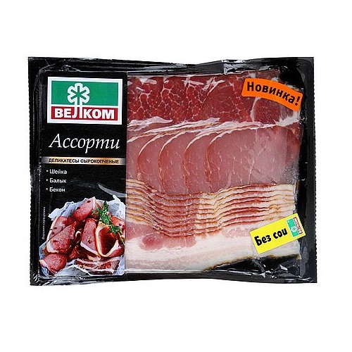 ВЕЛКОМ Ассорти сыро-копчная нарезка шейка балык бекон 300 г