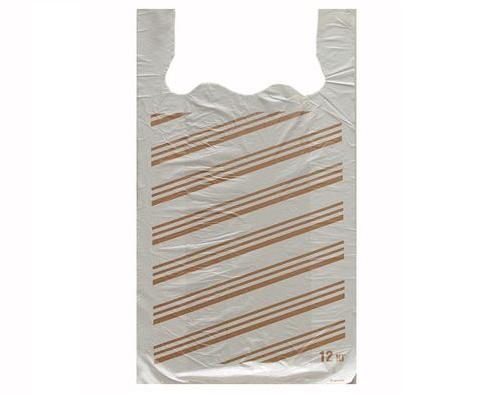 Пакеты Майка белая с полосой до 12кг размер средний 100шт